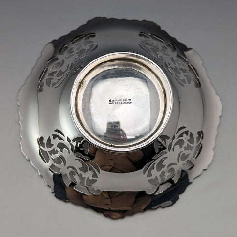1934年 英国ヴィンテージ 純銀製ピアスディッシュ 90g Mappin & Webb